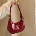 LuxeLure Glossy Crescent Bag – 2-in-1 Chic Carry by Miu Miu-Inspired Design.