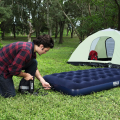 Bestway Single Air Bed / Semi Double Inflatable Mattress (39x74x8.5cm) Portable, Durable Flocked Comfort Bed | Best for Home, Camping, Outdoor Travel | High Load Capacity 330 LBS + Free Electric Pump. Blue Comfortable Sleeping Solution Outdoor Adventures. 
