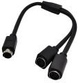 S-video Mini DIN 6-pin Splitter Y Adapter 1 male 2 female Cable 6pin PS/2 PS2 Data Cable to Keyboard and Mouse Interface.