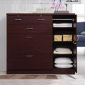 Dark brown color Wardrobe, sideboard side storage cabinet with 5 drawers and 4 shelves Cabinet by Nice Shop 48/54. 