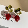 1Pair Fashion Elegant Strawberry Earrings Delicate Light Luxury Stud Earrings For Women Girls Versatile Jewelry Accessories Runrui.