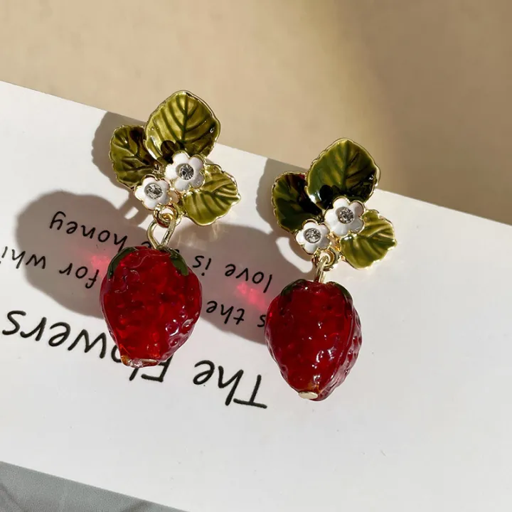 1Pair%20Fashion%20Elegant%20Strawberry%20Earrings%20Delicate%20Light%20Luxury%20Stud%20Earrings%20For%20Women%20Girls%20Versatile%20Jewelry%20Accessories%20Runrui%20-%20Image%203