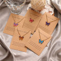 Bohemian Trendy Butterfly Necklace Thin Chain Cute Colorful Pendant Necklace Niche Design Charm Clavicle Necklace for Women Girls Jewelry Gift. 