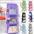 6 Pocket Foldable Hanging Bag 3 Layers Folding Shelf Bag Purse Handbag Organizer Door Sundry Pocket Hanger Storage Closet Hanger. 