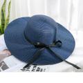 Summer Women Big Wide Brim Ribbon Sun Hat Black solid Beach Hat Girls Outdoor Travel Floppy Straw Hats UV Protection Panama. 
