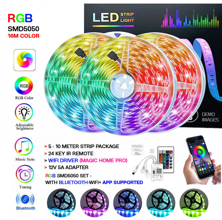 RGB LED Strips Lights (5-15 Meter) SMD5050 Strip With BL-WIFI Smart APP Control DC 12V for ceiling decoration