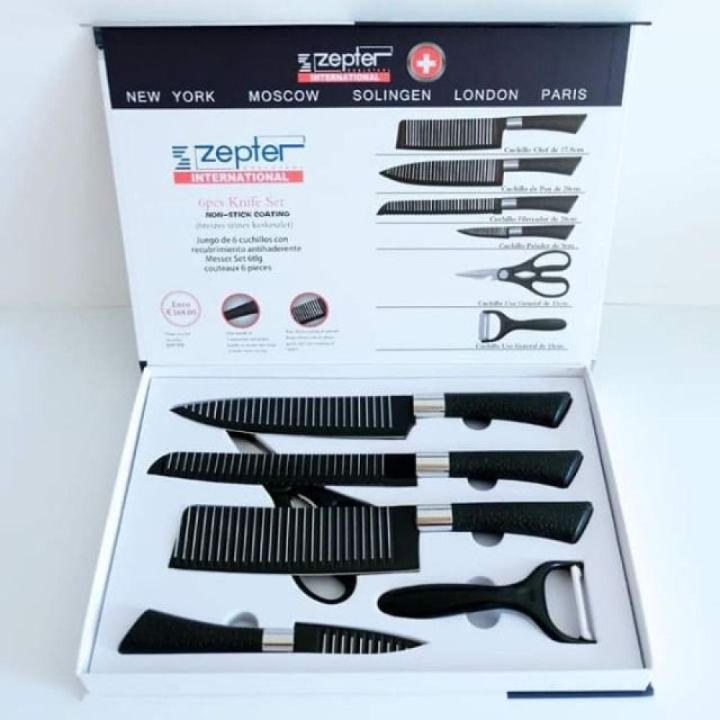 Zepter%20International%20Premium%206-Piece%20Knife%20Set,%20Non-Stick%20Coated,%20includes%20Large%20Cleaver,%20Chef's%20Knife,%20Paring,%20Utility%20Knives,%20Shears,%20Peeler%20-%20Image%202