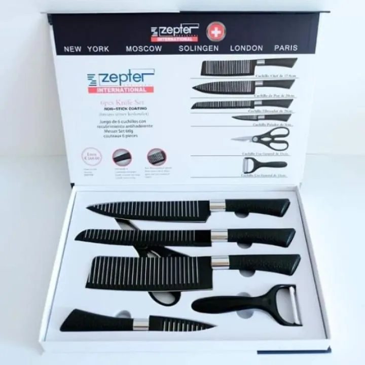 Zepter%20International%20Premium%206-Piece%20Knife%20Set,%20Non-Stick%20Coated,%20includes%20Large%20Cleaver,%20Chef's%20Knife,%20Paring,%20Utility%20Knives,%20Shears,%20Peeler%20-%20Image%202