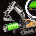 11-Channel 2.4G RC Excavator Toy - Realistic Alloy & Plastic Engineering Vehicle - Durable Electronic Gift for 6-10 Year Olds - Interactive Playtime.