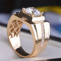 Classic High Carbon Diamond High Men's Diamond Ring Imitation Moissanite Plated Yellow Gold Domineering Wedding Ring Wholesale.