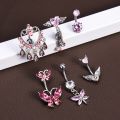 Steel Belly Button Rings Pink Crystal Piercing Navel Heart Style Navel Piercing Earring Belly Piercing Body Jewelry Ombligo. 