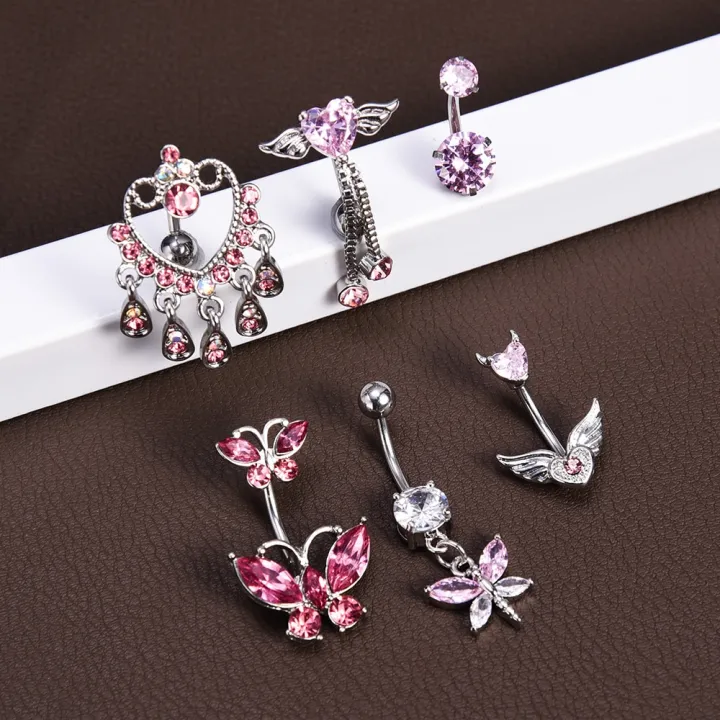 Steel%20Belly%20Button%20Rings%20Pink%20Crystal%20Piercing%20Navel%20Heart%20Style%20Navel%20Piercing%20Earring%20Belly%20Piercing%20Body%20Jewelry%20Ombligo%20-%20Image%204