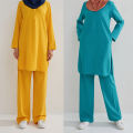 Ladies 2 Pcs Long Top and Pants Set Islamic Active Wear Arabian Yoga Jogging Modest Sportswear.