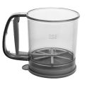 Hand Crank Flour Strainer Semi-Automatic One Hand Press Crank Sifter Plastic Sugar Powder Sieve Cup Handheld Cooking Baking Tool.