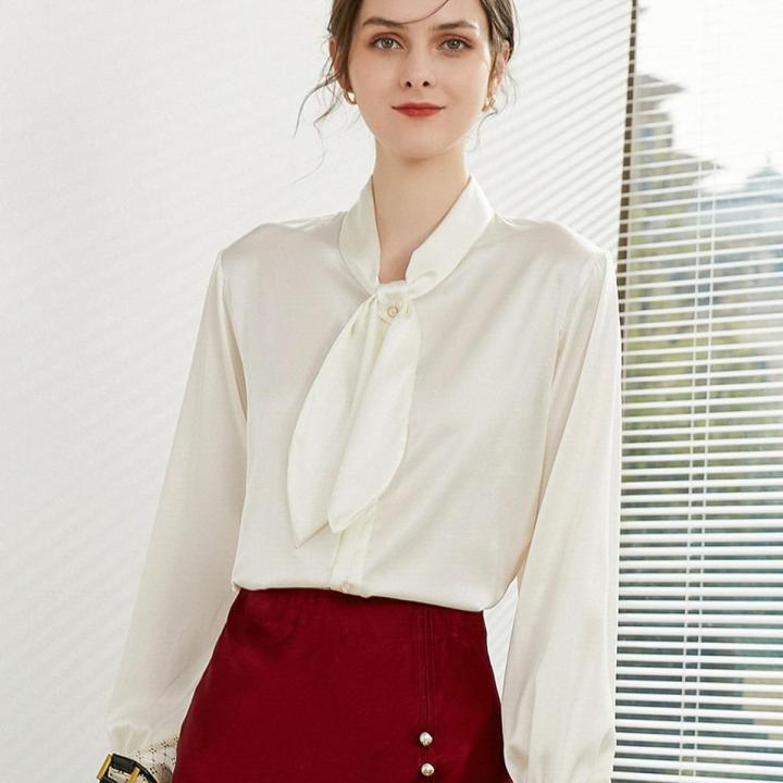 Woman Silk Shirt Long Sleeve Shirt Ladies Tops Blouses Wear - Blouse For Women