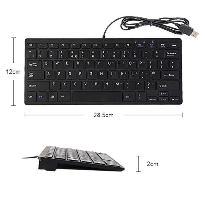 Mini Slim USB Key Board - Black