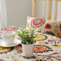 Retro Sunflower Pattern Lace Cotton Linen Fabric Tablecloth Table Cover Decor. 
