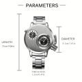 Men Double Movement Stainless Steel Luxury Wrist Watch Large Dial Men Business Watch.