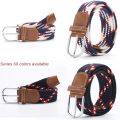 Black Female Casual Knitted Pin Buckle Men Belt Woven Canvas Elastic Expandable Braided Stretch Belts for Women Jeans Belts Belt. 