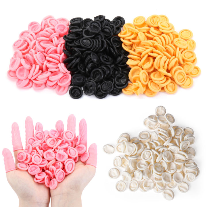 100PCS Disposable Finger Cover Rubber Gloves Non-slip Anti-static Latex Finger Cot Fingertip Protector Finger Thumb Sleeve Glove