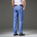 Summer Spring Men's Classic Relaxed Fit Flex Jean 2023 New Men High Waist Business Casual Classic Black Blue Denim Trousers.