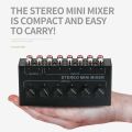 Stereo 6-Way Passive Mixer 6 in 2 Out Stereo Distributor Volume Control No Required. 