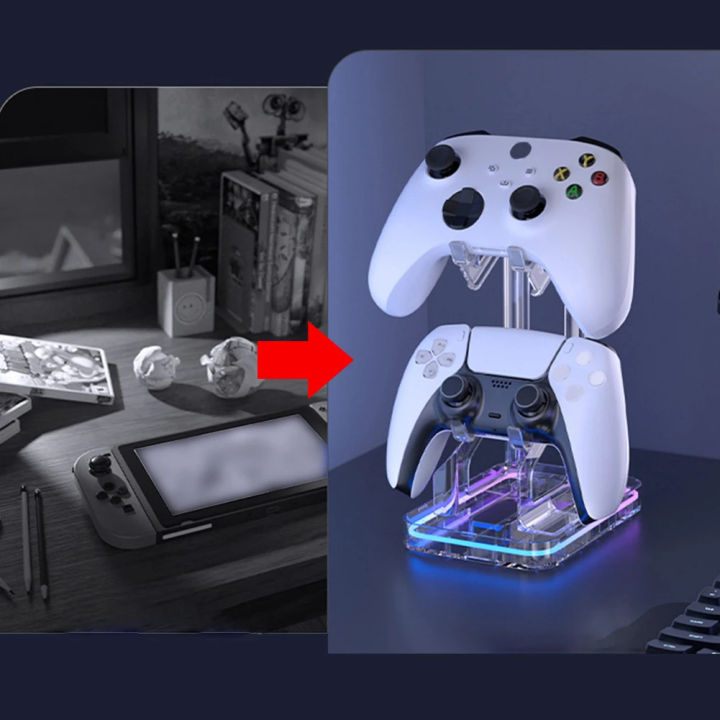 Baoer%20RGB%20Gaming%20Controller%20Holder%20Compatible%20For%20Switch%20Pro/Ps5/Ps4/Ps2/Ps3/XboxSeries%20Universal%20Controller%20Stand%20Accessories%20For%20Desk%20Gamers%20-%20Image%204