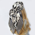 【selevn roind】Fashion Square Silk Scarf Women Headband 90*90cm Print Neck Scarfs Office Hair Band Hand Kerchief Female Bandana Headwear. 