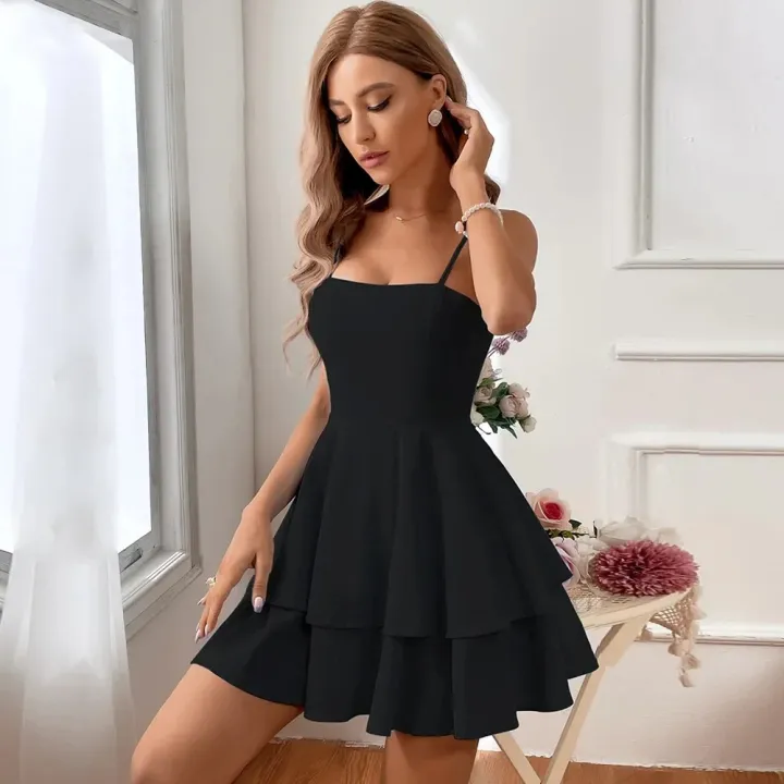 Women%20New%20Fashion%20Backless%20Bow%20Lace%20Suspender%20Solid%20Color%20Casual%20Elegant%20Women's%20Dress%20-%20Image%204