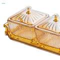 Glass Serving Tray Serving Dishes for Dried Fruits Easy to Refill Removable for Home, Kitchen with Stand Platters 3 Compartment Food Storage. 