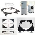 Multi-Functional Adjustable & Expandable for Fully Automatic Washing Machine,Mini Refrigerator and Fridge Base Trolley Stand with Wheels (Stainless Steel).