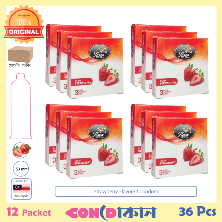 Tiger%20Strawberry%20Flavoured%20Condom%2012%20Packet%20(36%20Pcs)%20-%20Image%202