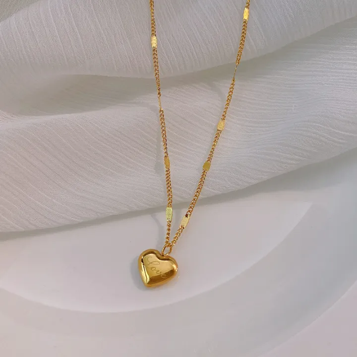 Light%20luxury%20love%20love%20titanium%20steel%20necklace%20women's%20versatile%20new%20clavicle%20chain%20plated%2018K%20gold%20simple%20temperament%20peach%20heart%20necklace%20-%20Image%202