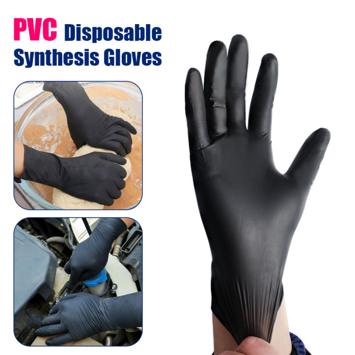 1/2Pcs Thickened Black Kitchen Protective Gloves Disposable PVC