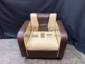 Single Seater Straight-backed Snug Sofa Set for Home and Office Faux Leather Off White and Cholocate - Sofa.