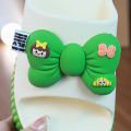 2024 Eva slippers bowknot women's outdoor green slides sweet backless beach shoes woman wedged platform mules elevator slippers.