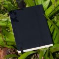 Daily Journal Black (Punch-Kraft) Dotted Grid Notebook with Elastic Band.