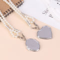 Fashion Long Necklace With Big Mirror Heart Pendant Women 2024 New Statement Pearl Shoulder Chain Personality Jewelry Wholesale.
