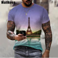 PARIS The Eiffel Tower printed 3D tshirt short sleeve o-neck T-shirt men casual fashion Harajuku unisex oversized T shirt.