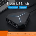 6 Ports USB 2.0 Hub USB Splitter High Speed TF SD Card Reader with eaphone microphone interface For PC Computer Accessories. 