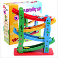 Miniature Speeding Car Ramp – Wooden Racing Track Toy for Kids. 