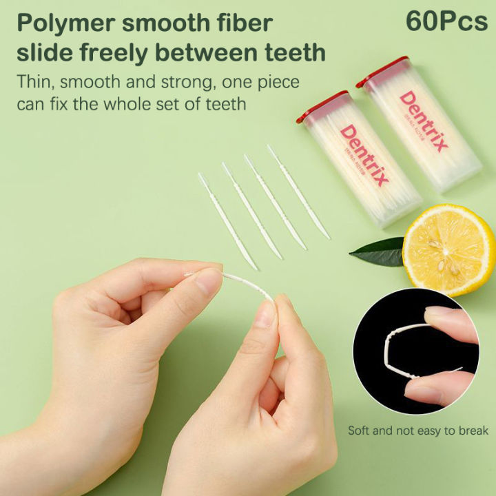 60Pcs/Box Fishbone Double-headed Toothpick Brush Dental Oral Care Clean ...