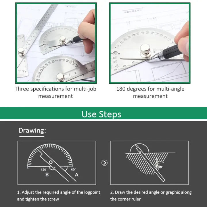 KOGEEK%20Stainless%20Steel%20180%20Degree%20Protractor%20Angle%20Finder%20Rotary%20Woodworking%20Measuring%20Ruler%20Craftsman%20Tool%20-%20Image%203