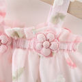 【big-discount】 Summer new Girls' Dress Suspenders Flower Decoration Pompadour Flower Embroidery Full Print Suspenders.