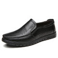 Sandals, summer men's shoes, new hollow leather shoes, men's soft soles, breathable and casual, slip-on cowhide business shoes.