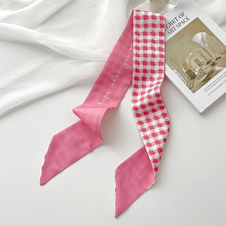 All-match Ribbon Headband Silk Scarf Pink Hair Tie Long Scarf Flower  Collocation Clothing Accessories Scarf Hair Band Women