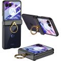 for Motorola Razr 50 Ultra Case Razr+ 2024 Razr Plus, with Built-in Screen Protector & Magnetic Hinge, Transparent Plating Luxury Clear Shockproof Protection and Ring Kickstand. 