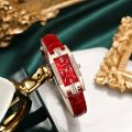 Fashion Green Watches Women Qualities Crystal Studded Quartz Watch Ladies Leather Wristwatches. 