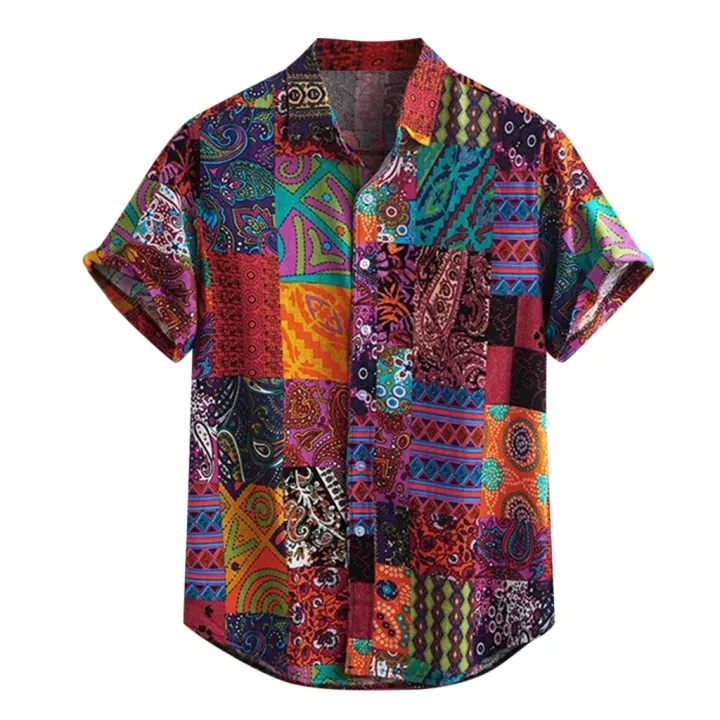 shirt%20men%20Men's%20Colorful%20Summer%20Short%20Sleeve%20Loose%20Buttons%20Hawaiian%20Casual%20Shirt%20Blouse%20-%20Image%203