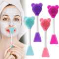 Bear Double Head Facial Mask Brush Silicone Applicator Spoon Spatula Stirring Stick Women Skin Face Cleansing Care Home Makeup Tools. 